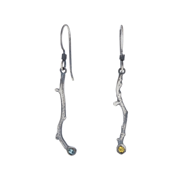 Twig Earrings with Sapphires